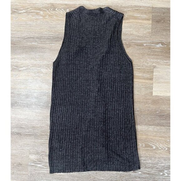 Eileen Fisher Sz S ITALIAN LINEN Gray Ribbed Vest Sleeveless Duster Cardigan - Picture 2 of 7